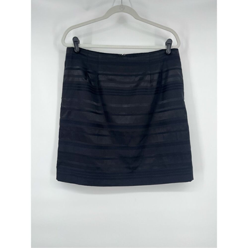 Banana Republic Black Striped Lined A Line Skirt Modern Classic Chic Size 12 EUC